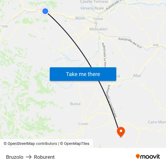 Bruzolo to Roburent map