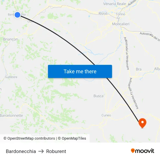 Bardonecchia to Roburent map
