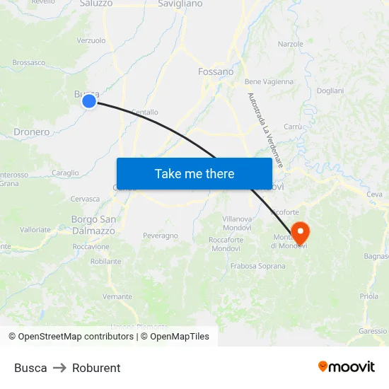 Busca to Roburent map