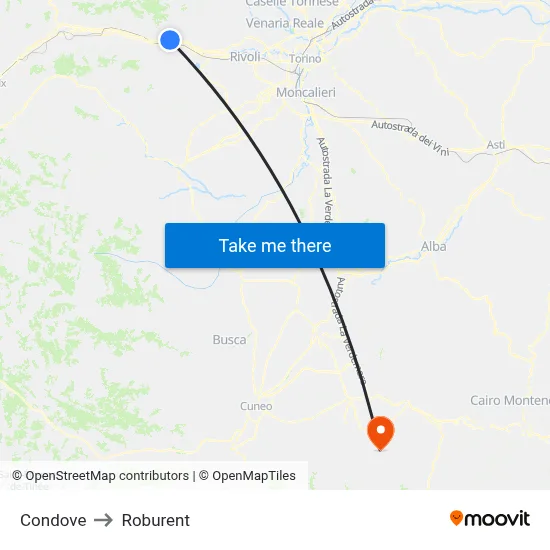 Condove to Roburent map