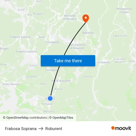 Frabosa Soprana to Roburent map