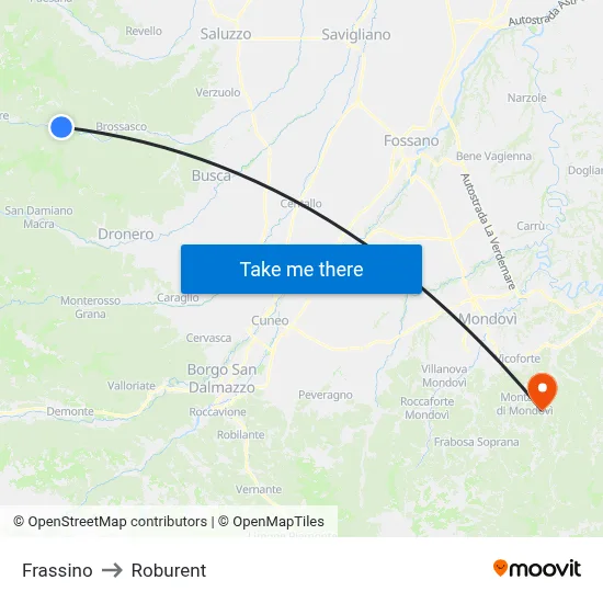 Frassino to Roburent map
