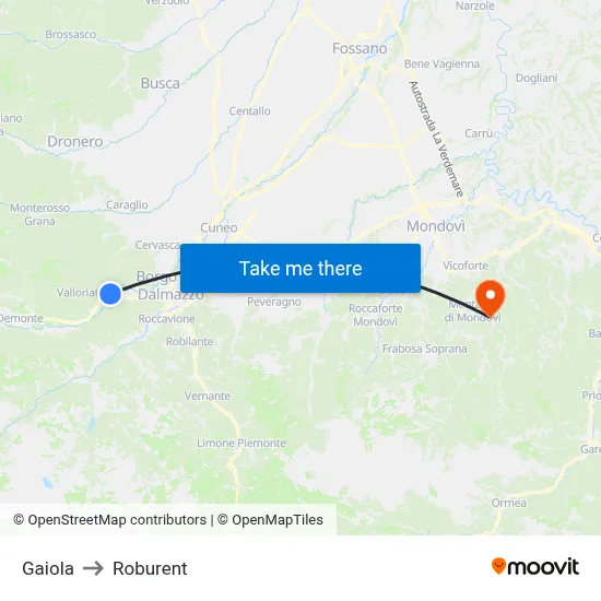 Gaiola to Roburent map