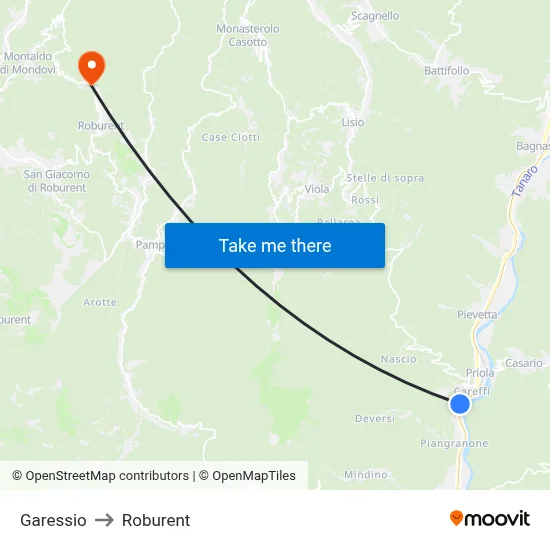Garessio to Roburent map