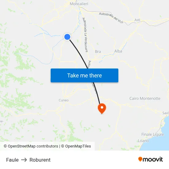 Faule to Roburent map
