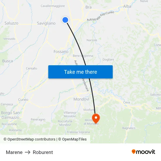 Marene to Roburent map