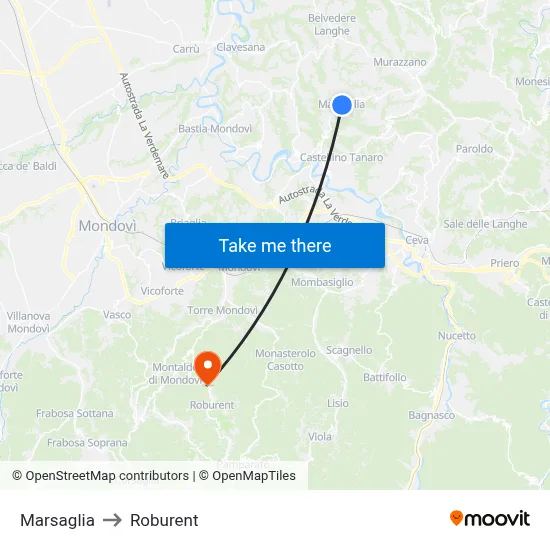 Marsaglia to Roburent map