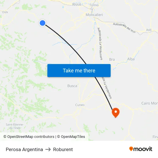 Perosa Argentina to Roburent map