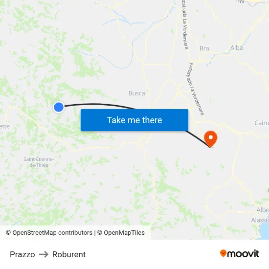 Prazzo to Roburent map
