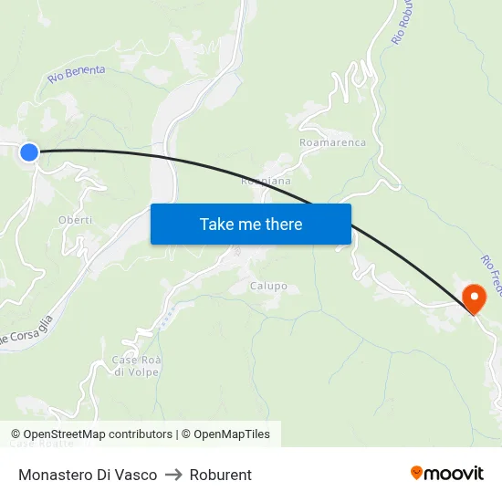 Monastero Di Vasco to Roburent map