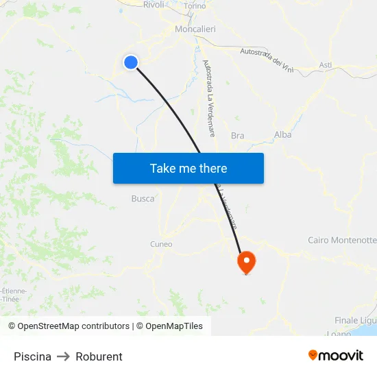 Swimming Pool to Roburent map
