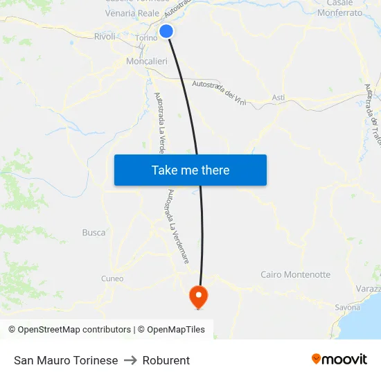 San Mauro Torinese to Roburent map