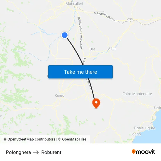 Polonghera to Roburent map