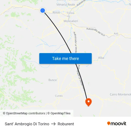 Sant'Ambrogio di Torino to Roburent map