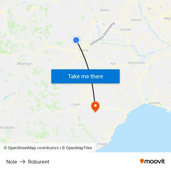 Nole to Roburent map
