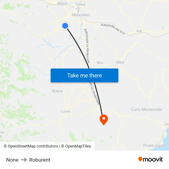 None to Roburent map
