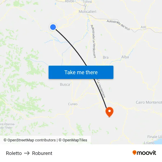 Roletto to Roburent map