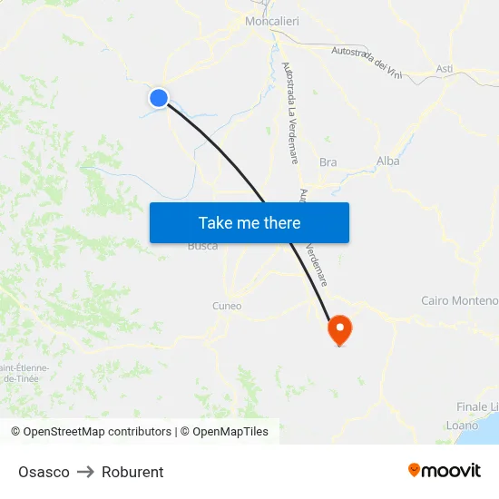 Osasco to Roburent map