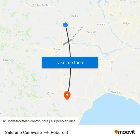 Salerano Canavese to Roburent map