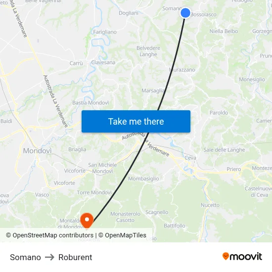Somano to Roburent map