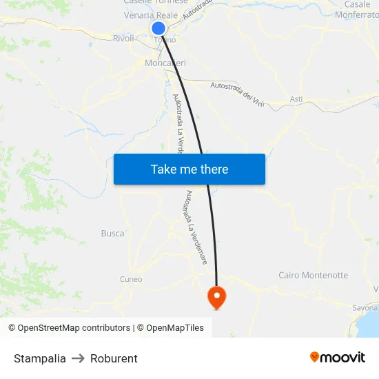 Stampalia to Roburent map