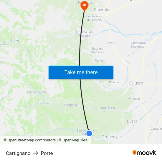 Cartignano to Porte map