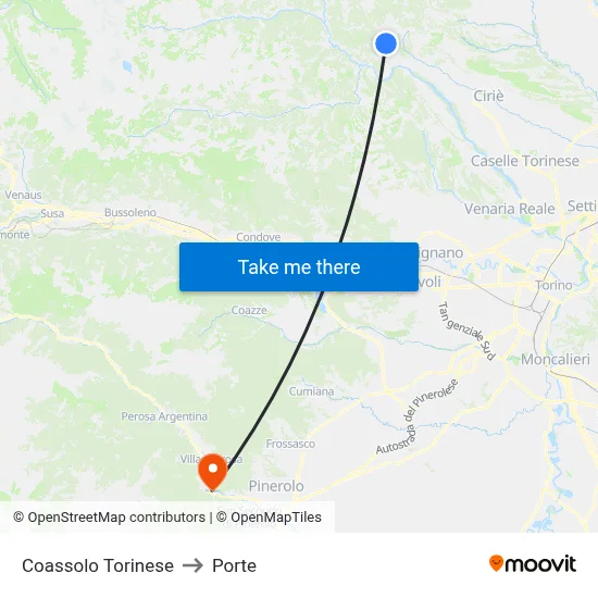 Coassolo Torinese to Porte map