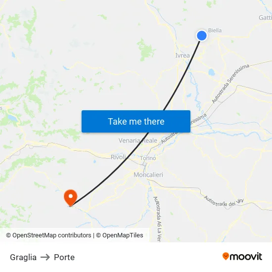 Graglia to Porte map