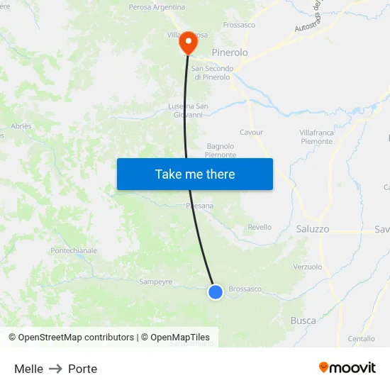 Melle to Porte map