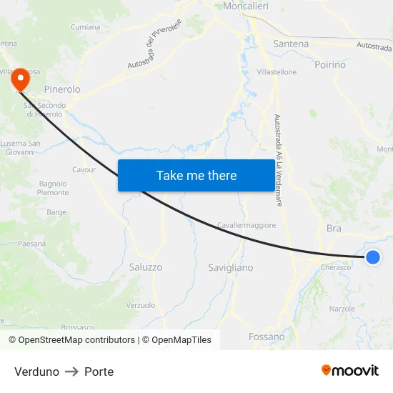 Verduno to Porte map