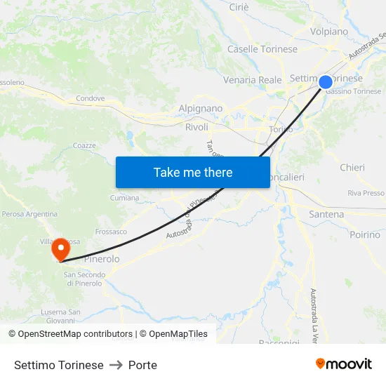 Settimo Torinese to Porte map