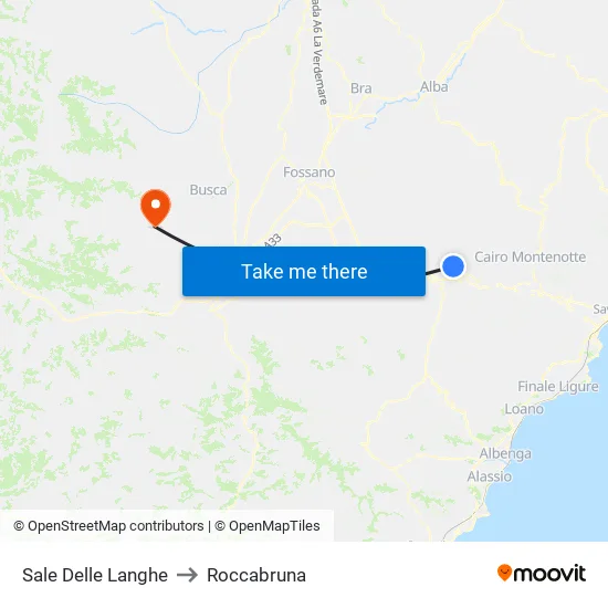Sale Delle Langhe to Roccabruna map