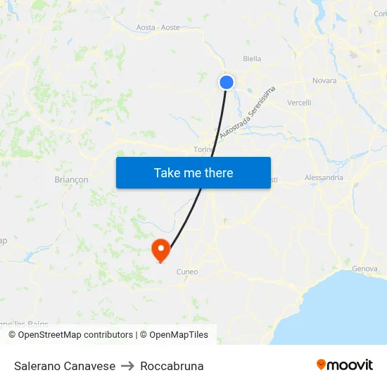 Salerano Canavese to Roccabruna map