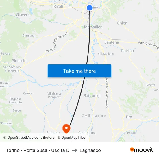 Torino - Porta Susa - Uscita D to Lagnasco map