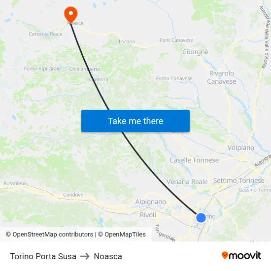 Turin Porta Susa to Noasca map