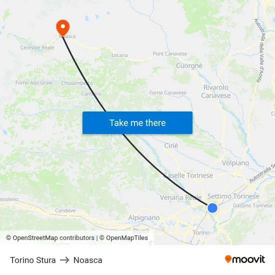 Turin Stura to Noasca map