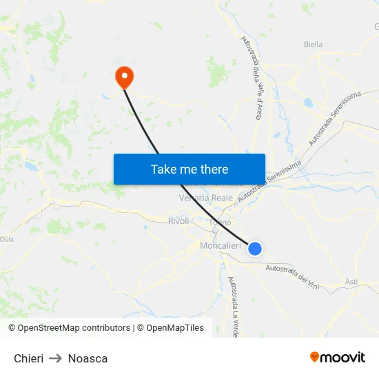 Chieri to Noasca map