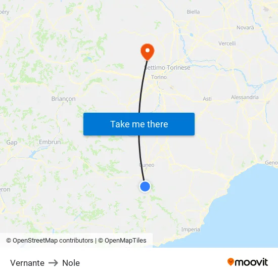 Vernante to Nole map