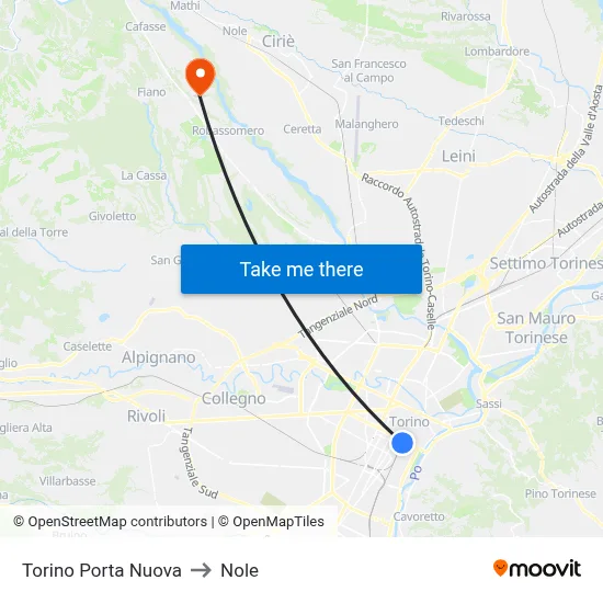 Turin Porta Nuova to Nole map