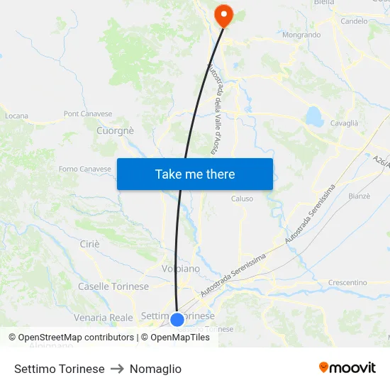 Settimo Torinese to Nomaglio map