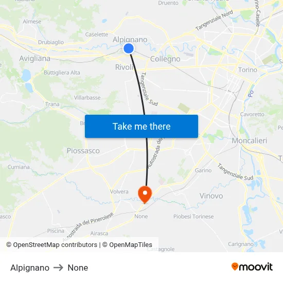 Alpignano to None map