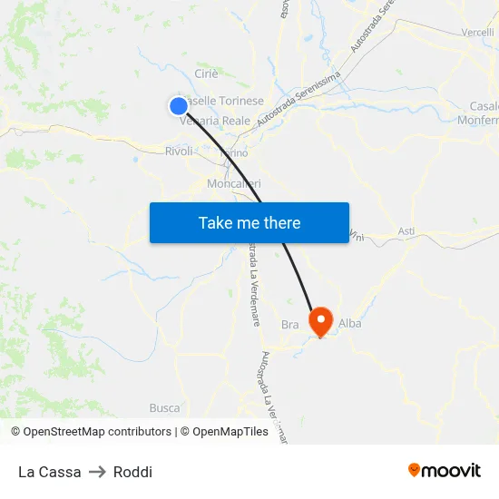 La Cassa to Roddi map