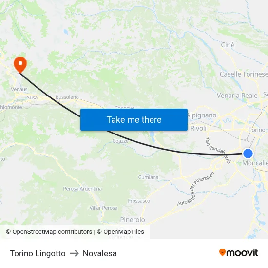 Turin Lingotto to Novalesa map