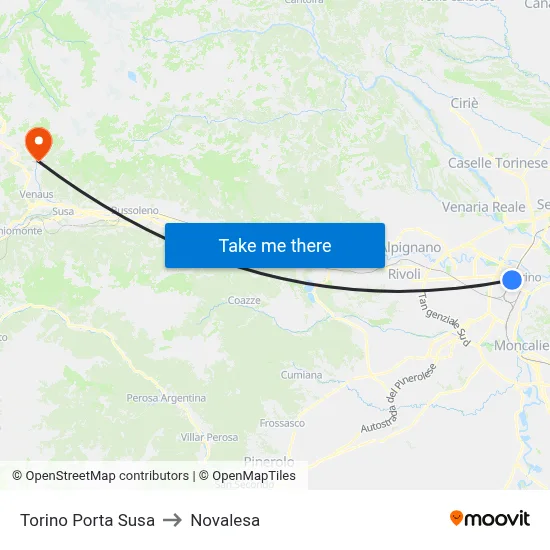 Turin Porta Susa to Novalesa map