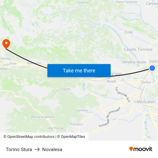 Turin Stura to Novalesa map