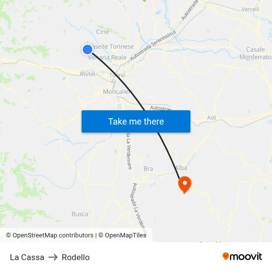 La Cassa to Rodello map