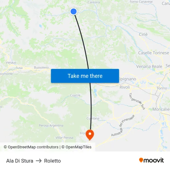 Ala Di Stura to Roletto map