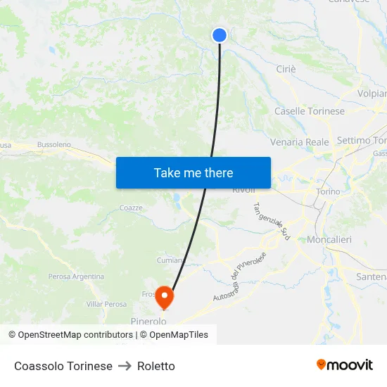 Coassolo Torinese to Roletto map