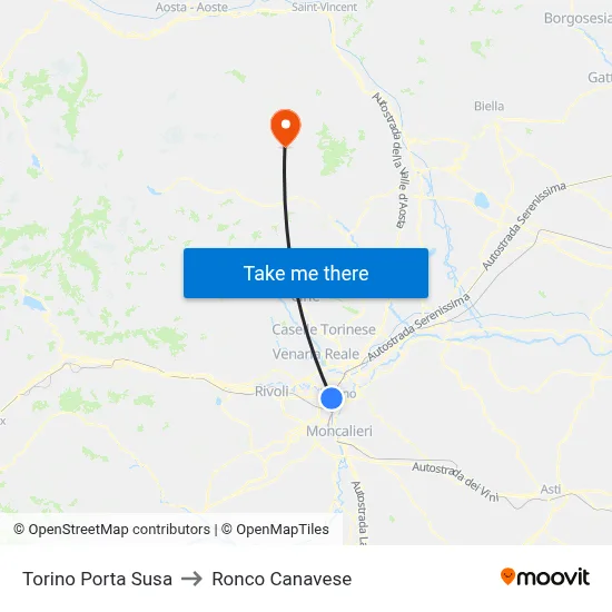 Turin Porta Susa to Ronco Canavese map