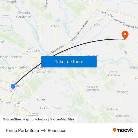 Turin Porta Susa to Ronsecco map